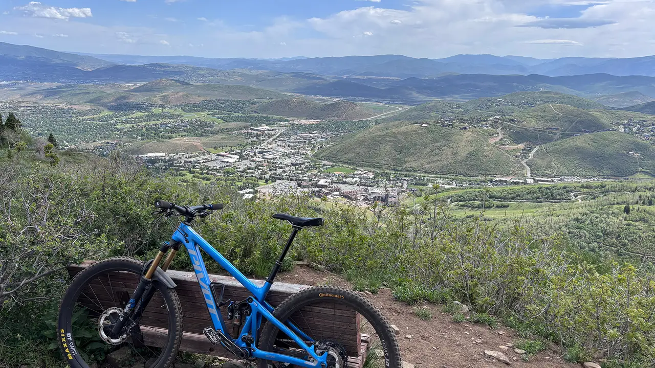 Top of Mother Urban Mountain Bike Trail with a view at Park City Mountain